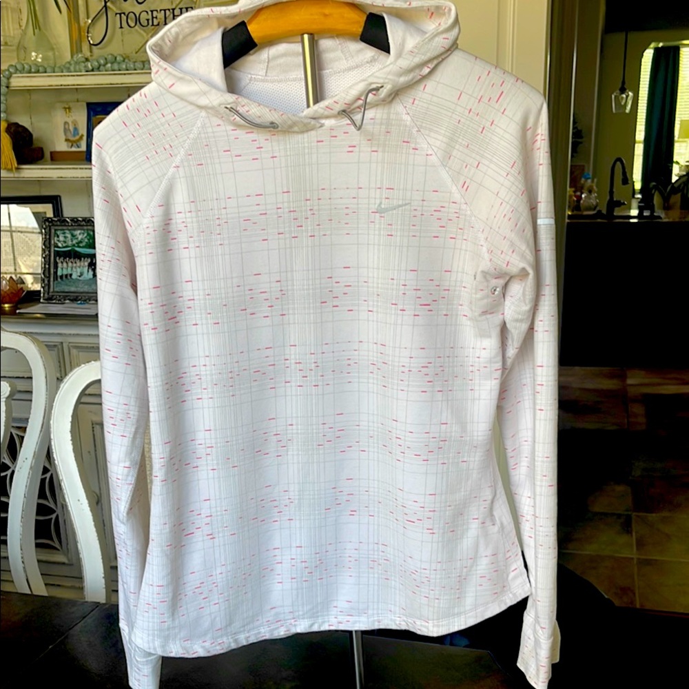 White and Pink Nike Hooded Sweatshirt